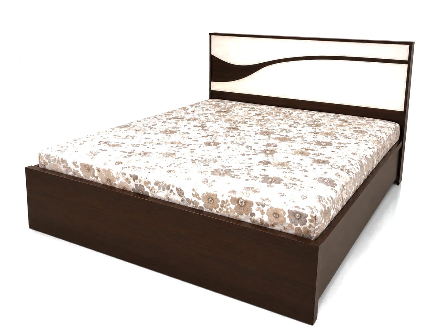 Dune King Bed, pU finish, ivory and wenge