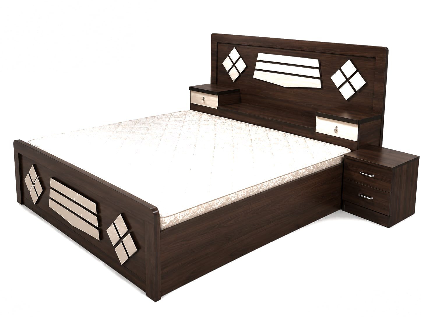 Trellis King Storage Bed, espresso walnut & ivory oak laminate