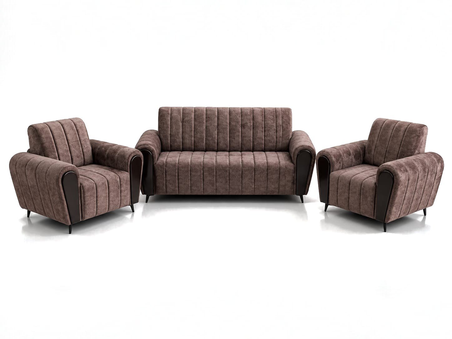 Colonna 3+1+1 Sofa Set, mocha suede, espresso lacquer